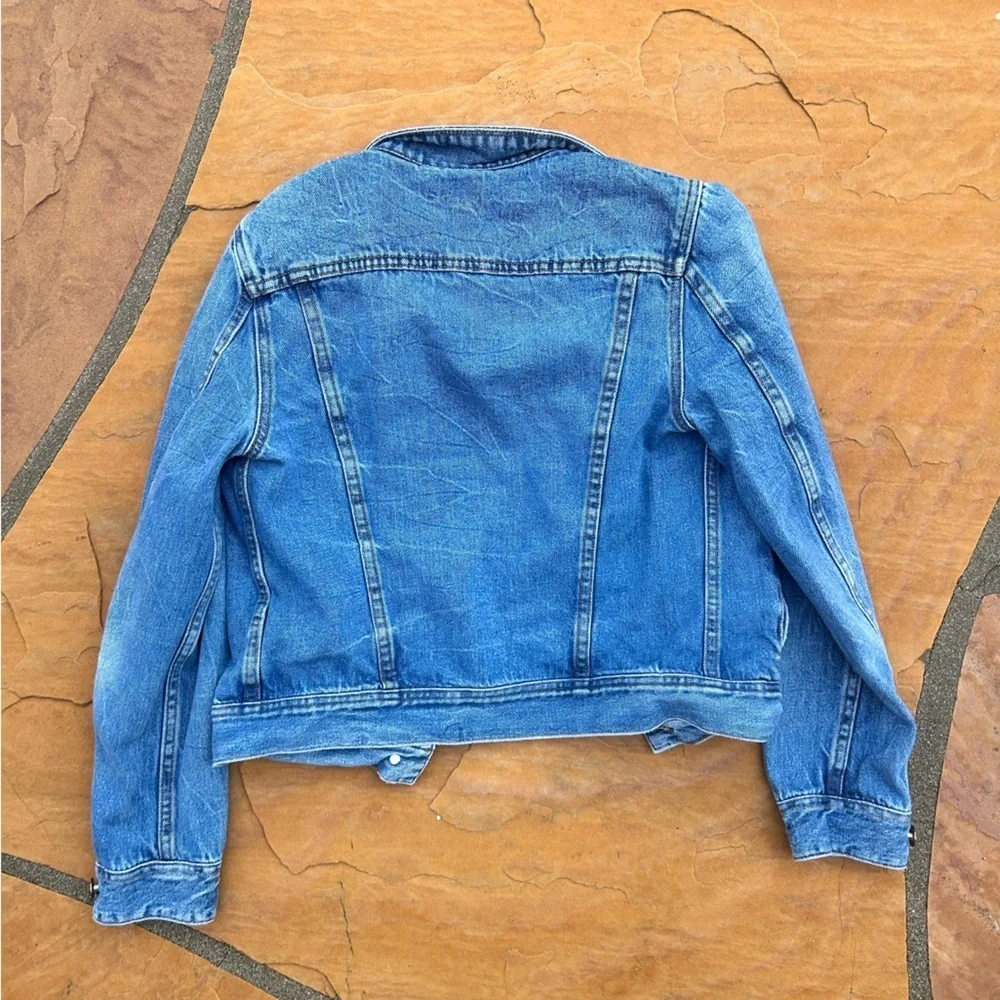J. Crew Blue Denim Jacket with Gold Buttons ES